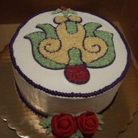 Volunteer Appreciation Made for a volunteer party at my organization. It was a fiesta theme, so I went with a xochitl from the Aztec calendar. Buttercream with...