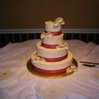 Wedding Cake All BC - with calla lillies and ribbon....first time using ribbon on cake! Thanks for looking