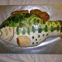 Granny's Large Mouth Bass 19 inch bass. This cake was made for the lady across the street. Her children planned a surprize party for her.