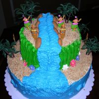 Hawaiian Luau Birthday Theme This is a vanilla cake with strawberry filling and BC icing. With the inspiration of two pictures in the CC galleries that I combined ... I...