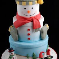 Snowman Hat Box My other entry in the OSSAS. It made 1st in the adult advanced Holiday category. Covered in fondant with fondant/gumpaste characters. The...