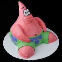 Patrick From The Sponge Bob Cartoon Used the the wonder mold pan. The legs are from the mini wonder mold. Used rice krispie treats for the tip of the head and arms.