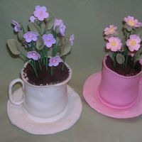 Mother's Day Tea Cups I made these tea cups with fondant for my mother-in-law and sister-in-law for mother's day. and filled them with chocolate cake.