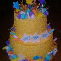 Dad's 75Th Birthday Made this cake for my dad. Buttercream frosting with fondant accents. His favorite cake, yellow cake with strawberry filling. He loved it...