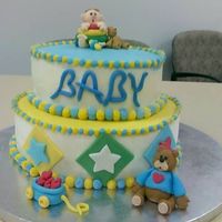 Baby Boy Shower I made this for a co-worker. It was chocolate and white cake with cookie and cream filling and buttercream frosting. Fondant baby and bears...