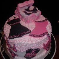 Lingerie Cake Srawberry marble cake bc with fondant/royal accents. fondant covered craft box filled with mashmellos covered in thin fondant "tissue&...