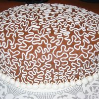 Belated Birthday Cake My second attempt at cornelli lace. A little bit better - still have to practice though. Chocolate buttermilk cake, chocolate cream cheese...