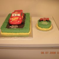 Lightning Mcqueen Cake Lightning Mcqueen cake was made from the VW bug pan (can't remeber exact name?) from Wilton and carved to resemble a race car.. Wheels...
