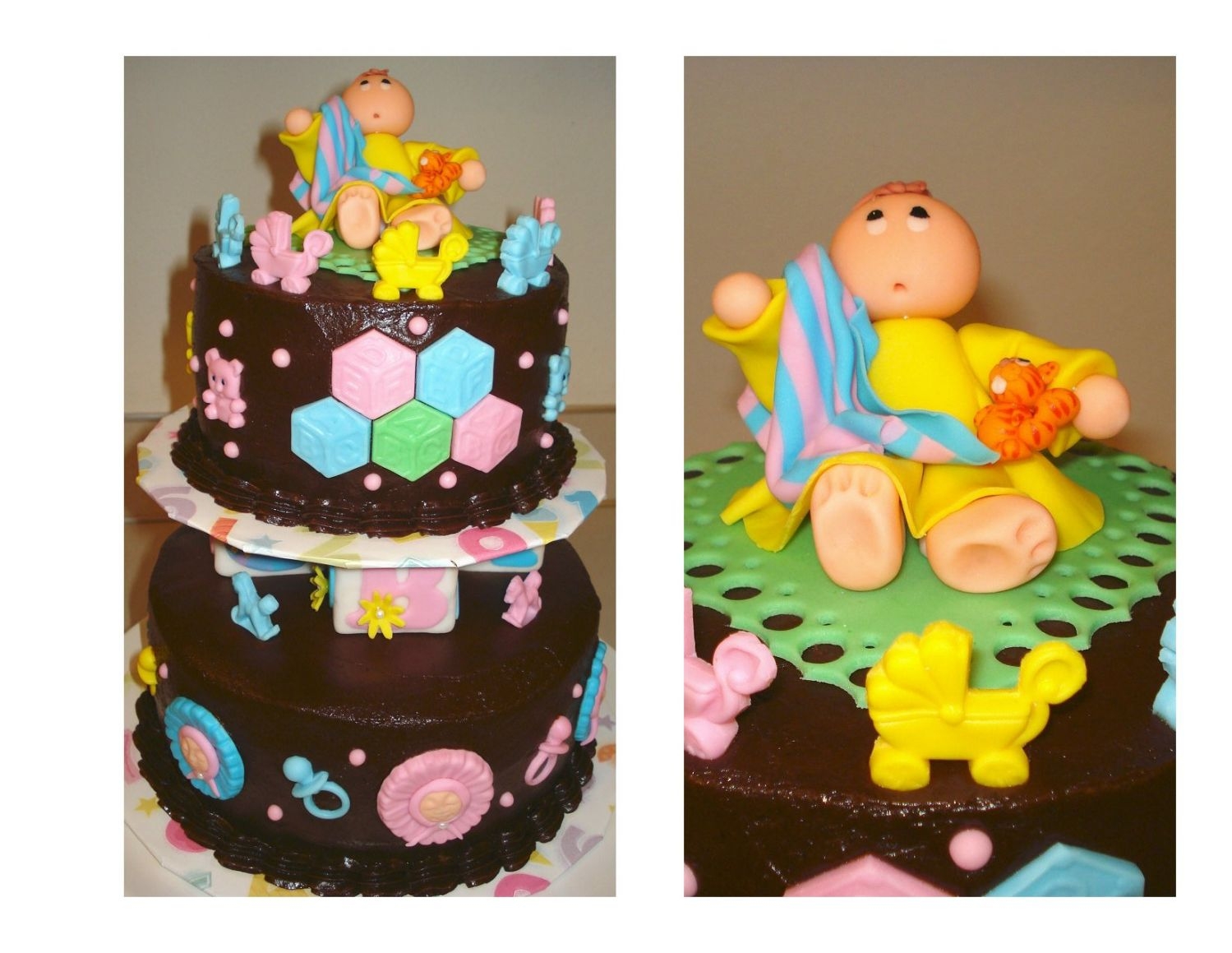 Chocolate Baby Shower Cake Chocolate Layer Cake with Bittersweet Chocolate Frosting. Baby Shower Cake for a co-worker. She didn't mention if the baby was a boy...