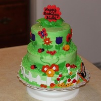 Birthday Cake Garden theme pineapple cake for my daughter's first birthday.