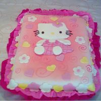 Hello Kitty These cake was made in fondant, i used color mist for the top quiete easy