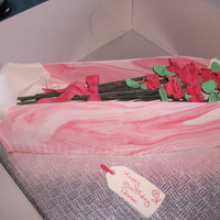 Roses Chocolate Cake inside a marbled Fondant Flower Box with Fondant Roses.