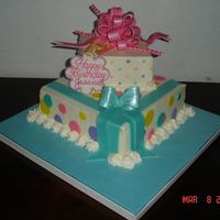 Jessica's Package Cake This is my second Package cake. The client wanted it very similar to my first. She added more colors and I really loved the colors. Pink...