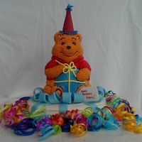 Pooh's Birthday All buttercream with fondant bow.