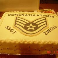 Usaf Ssgt Promotion Cake This was a red velet cake with cream cheese icing for my husband's troop who was being promoted to SSgt. The stripes were made by...