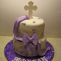 First Communion Thanks to Boop62054 for this idea. WASC cake with chocolate bavarian filling, covered in fondant. Flowers & bow are fondant. Letters...