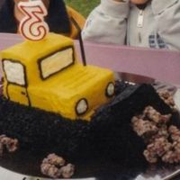 Digger Cake 2 I added chocolate cookie crumbs and clodhoppers for rocks!