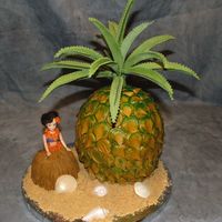 Pineapple all cake and frosting with gumpaste leaves