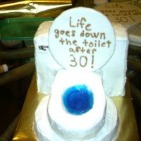 Toliet Cake this was for a co-worker's husband's birthday. 3 loaf pan cakes stacked with a single layer 9" round under bowl and another...