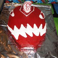 Power Ranger Cake I cut this one out of a 9x13 also and then iced it in the red and white. My son was a red Power Ranger freak at the time, so this cake was...