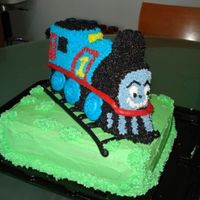 Thomas Tank Cake This was my first standing cake, my hand was very tired!