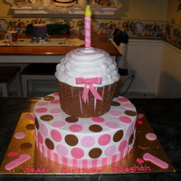 1St Birthday Cake For a little girl's first birthday party with a cupcake theme. Carved the cupcake from a 6 and 7 inch bottom and baked the top of the...