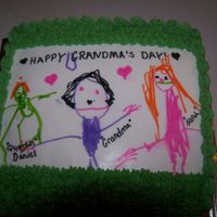 Grandparent's Day My daughter colored an icing sheet with food writer pens. Grandma loved the cake!