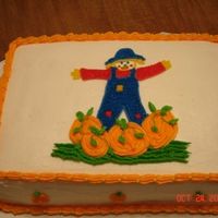 Scarecrow Cake I made this cake for a fall meeting at work. The scarecrow was made using the star tip. The pumpkins were made using the star tip also.