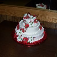 Company Christmas Party Cake For Our company christmas party. Bottom tier is yellow w/strawberry fillig, middle tier is chocolate w/buttercream filling, top tier...