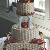 Fall Wedding Cake Icing is a Whipped cream icing. Cakes filled with fresh strawberries and strawberry filling. Pumkins and leaves made from gumpaste and...
