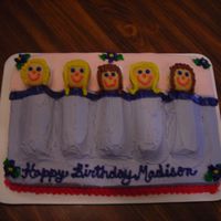 Dscn0912.jpg Slumber party cake. I used twinkies for the bodies, marshmallows for the pillows and vanilla wafers for the faces. All buttercream.