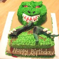 T-Rex Chris asked me several months ago to make a T-Rex cake for him for his tenth birthday. He wanted it to be eating a brontasaurus, and he...