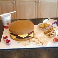 Mcdonalds Grooms Cake This is my brother's grooms cake I made. It was his old order at McDonalds each time her went. The cake is all covered in buttercream...