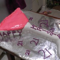 Left Side Of Cosmo It was my friends 21st so I made her a cosmo! Strawberry cake w/ strawberry buttercream under mmf and strawberry melted marshmellows as the...