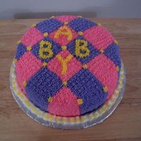 Baby Quilt One of my first attempts at cake decorating! All buttercream.