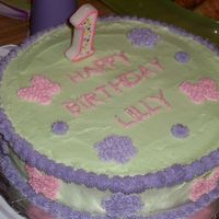 1St Birthday I made this cake for my daughter's first birthday. Buttercream. Used cookie cutters to do the butterflies and flowers.