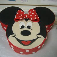 Minnie Mouse Here is the minnie cake done in red. I like the red one so much more than the pink. Same pans, 6 in for ears and 8 in for face.