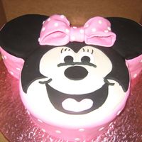 Pink Minnie I used an 8inch cake for face and 2 6inch cakes for ears. Fun cake to make. Thanks for all cc members for ideas and advice.
