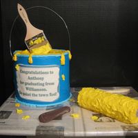 Paint Can And Roller This cake was made for a young man graduating from a tech. school. The paint can was made with 3 8inch round cakes staked. The roller was...