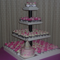 Heart Cupcake Wedding Tower Not my favorite :( ...Bride had cupcake stand made and didn't let me know dimensions as well as ordering a 9" cake instead of a 6...