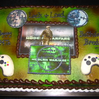 Modern Warfare Kid wanted a modern warfare themed cake. This is what I came up with. Mostly edible image on full sheet cake (Father ordered a full sheet)...