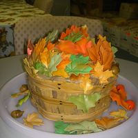 Fall Leaf Cake thanksgiving cake that I finally got the picture back on...better late than never...my first try at making gumpaste leaves turned out well...