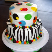 Colorful Zebra This was a cake that they wanted the colors to match a polka dot invitation but wanted the bottom to be zebra. I was quite nervous.... had...