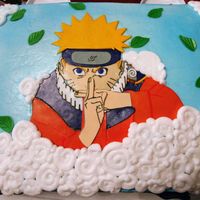 Naruto fondant/gumpaste decorations. clouds were buttercream. i forgot to take a picture of the cake and the mom was kind enough to send me one....