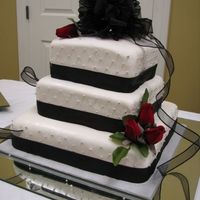 Square Red Velvet Fondant Wedding Cake This was for my cousin's wedding today; i made the wedding and groom's cakes. It was red velvet with cream cheese icing then...