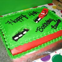 Cars Cake Simple Cars themed cake for my son's Birthday. I only had about an hour to decorate so I had to keep it very simple; so this is what I...