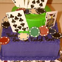 Poker Birthday Cake All Buttercream with real chips and cards.