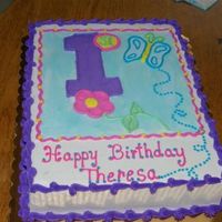 1St Birthday Inspiration by AmylouMatched the child's invitation Chocolate cake, hot fudge filling, BC icing