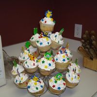 Pokemon Cupcakes Buttercream cupcakes with star sprinkles