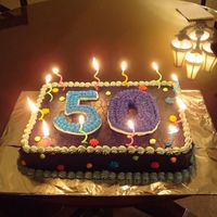 50Th Birthday Over The Hill Cake Buttercream cake with black frosting(even though it looks purple here) Was given a napkin to match to. Half vanilla half chocolate